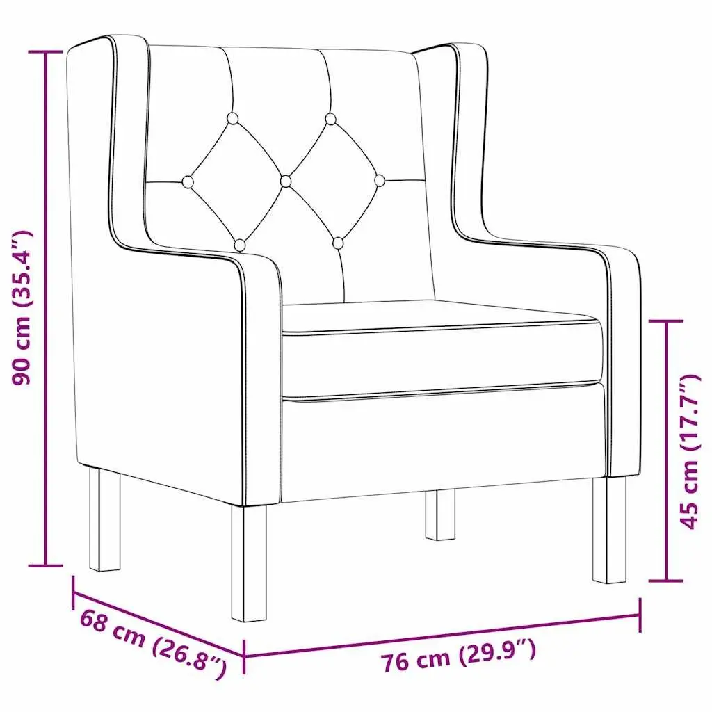 Armchair White Fabric Padded Foam Upholstered Wooden Frame Living Room Seating