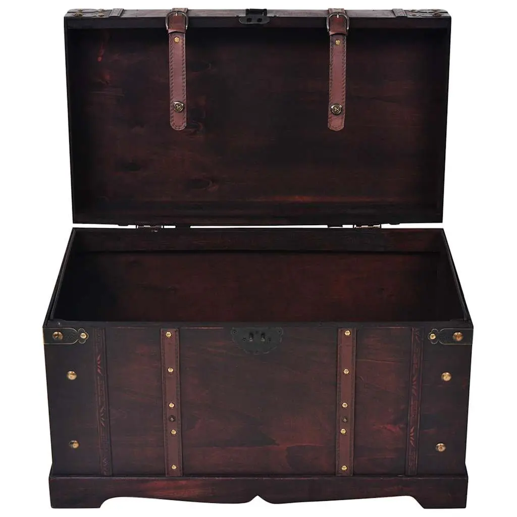 Wooden Storage Chest Antique Style Organizing Brown 66 x 38 x 40 cm