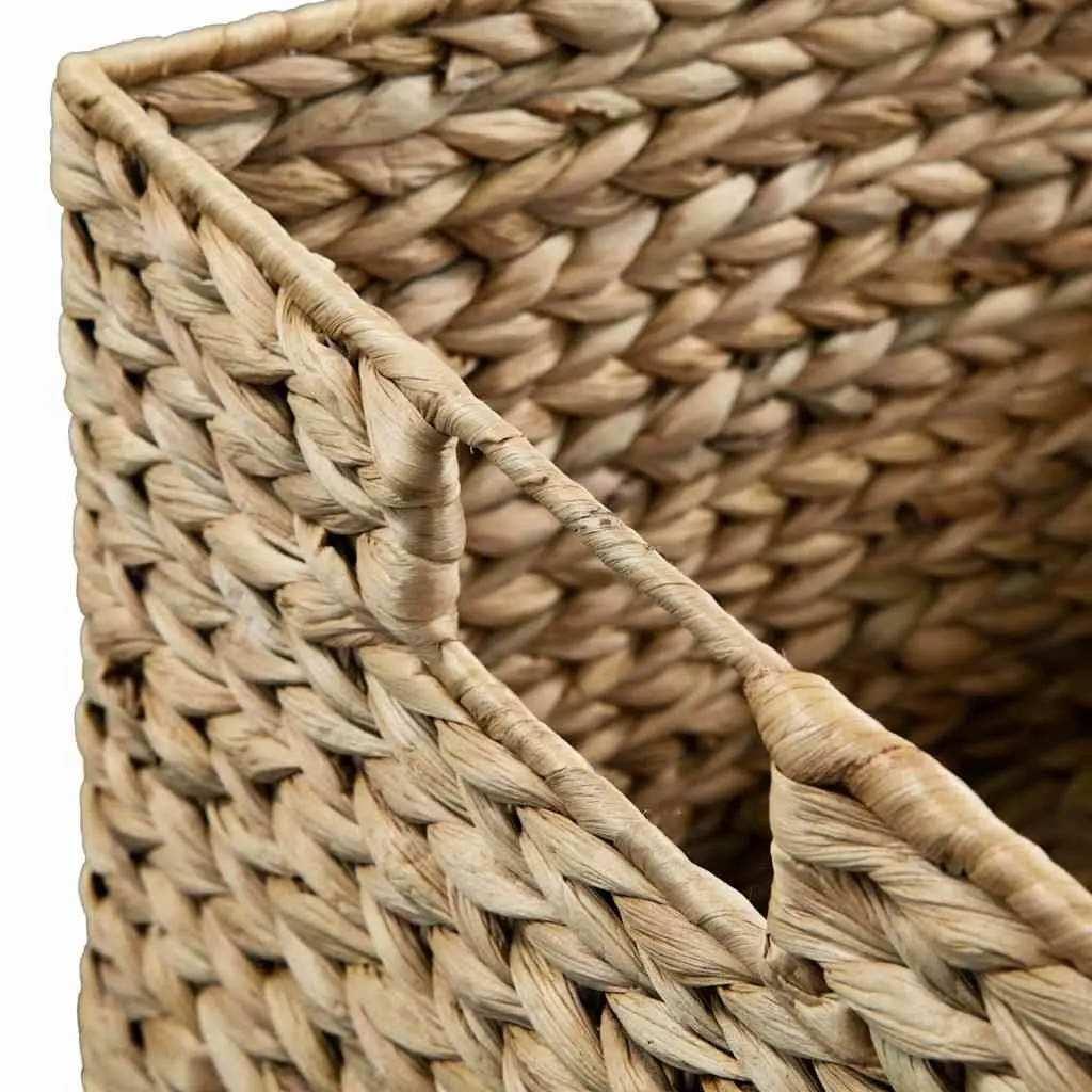 Storage Basket Set 3 Pieces Woven Household Organizer Brown Water Hyacinth