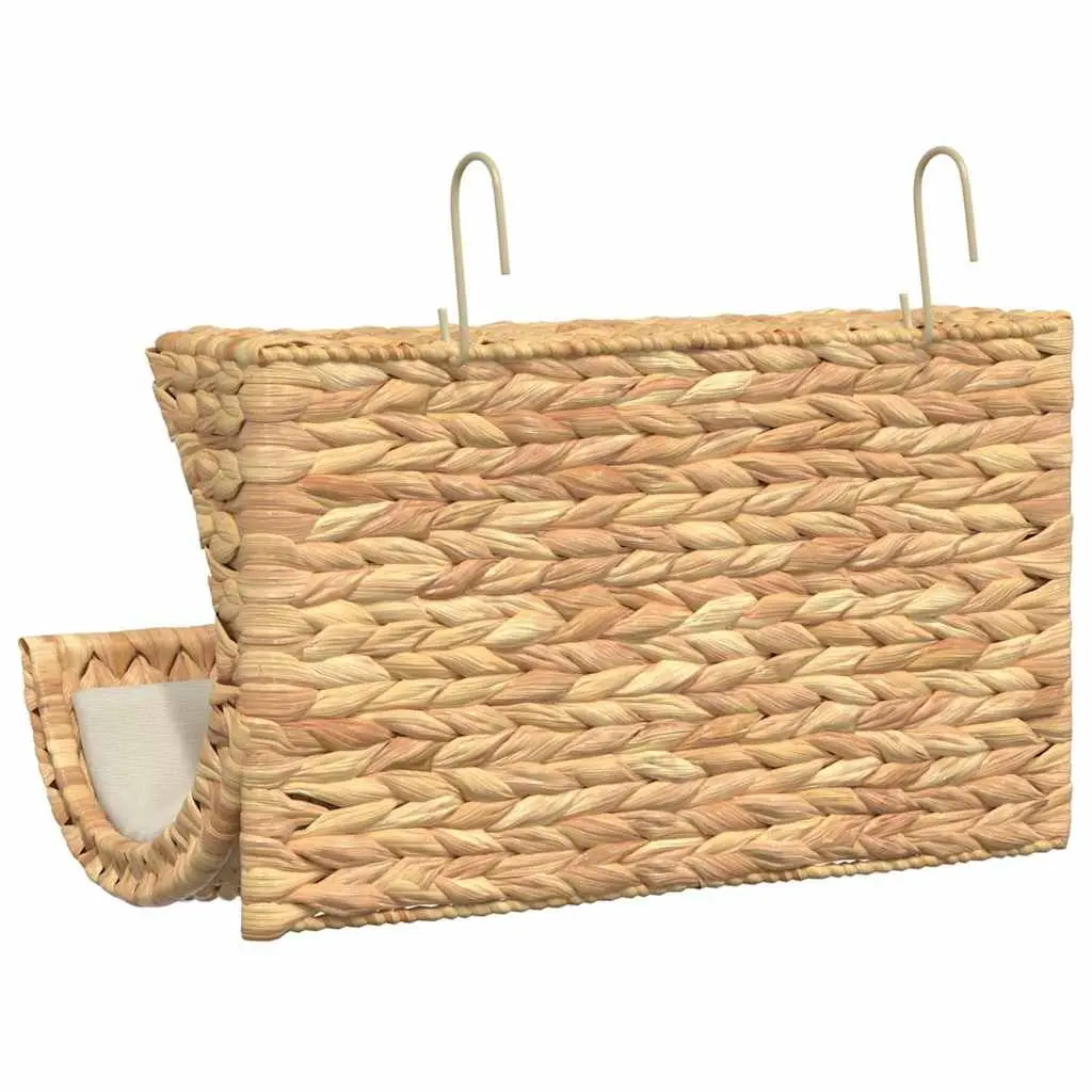 Cat Bed with Water Hyacinth Woven Design Metal Frame Brown Radiator Pet Rest