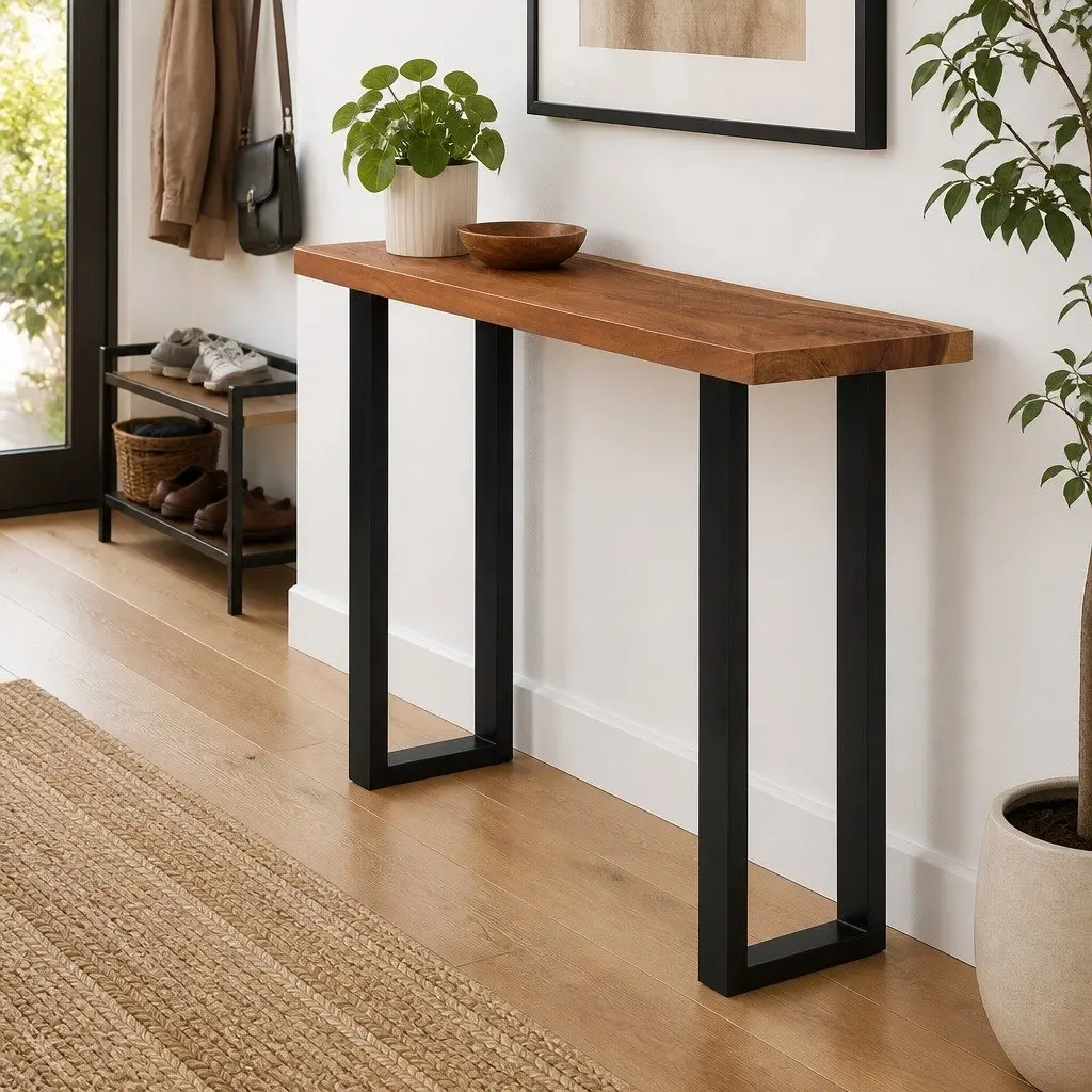 Solid Suar Wood Console Table with Unique Finish 110x35x75 cm