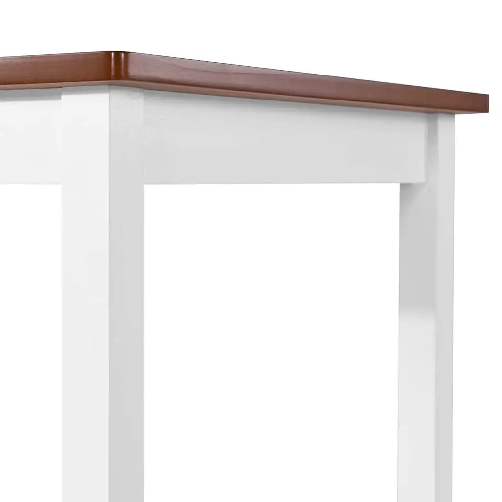 Bar Table and Stool Set Kitchen Dining Furniture 3 Piece Brown Wood