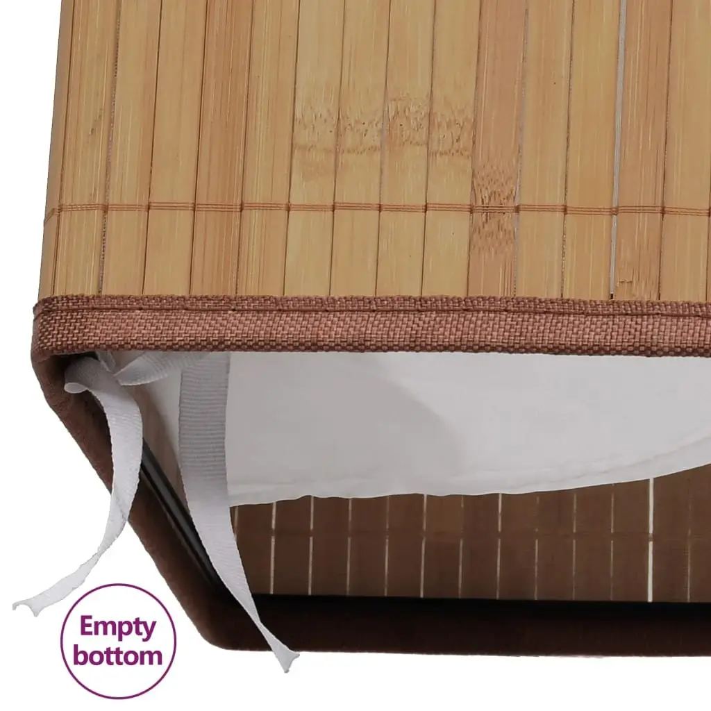 Bamboo Laundry Bin Rectangular Household Storage Basket Brown with Handles