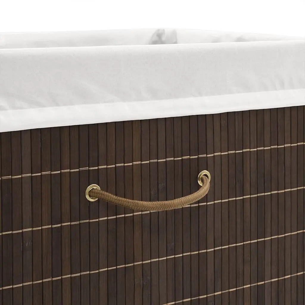 Bamboo Hamper Rectangular Laundry Bin Brown with Removable Liner and Handles for Organizing Dirty Laundry
