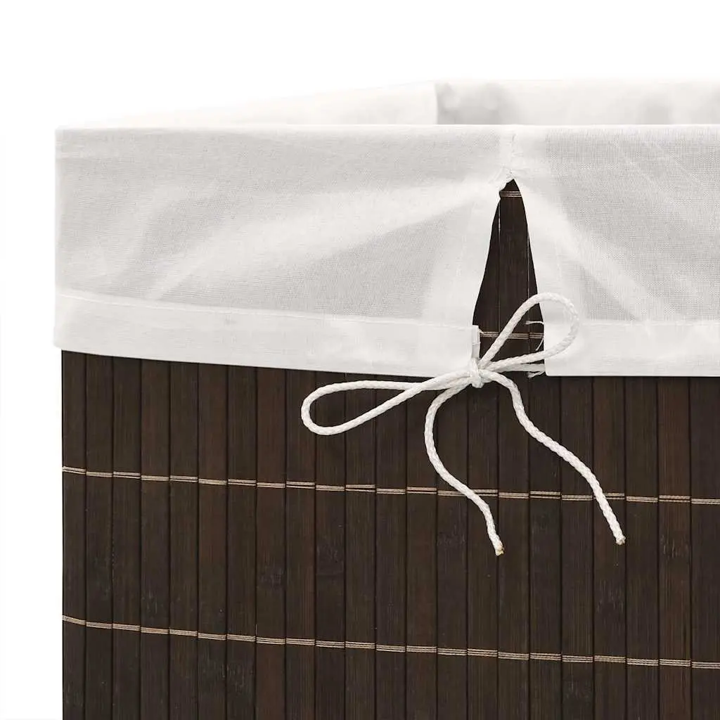 Bamboo Hamper Rectangular Laundry Bin Brown with Removable Liner and Handles for Organizing Dirty Laundry