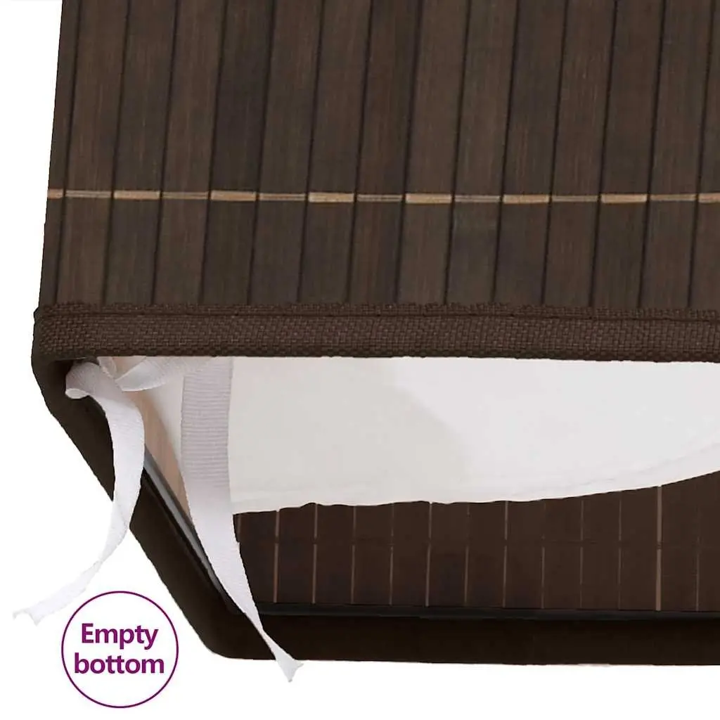 Bamboo Hamper Rectangular Laundry Bin Brown with Removable Liner and Handles for Organizing Dirty Laundry