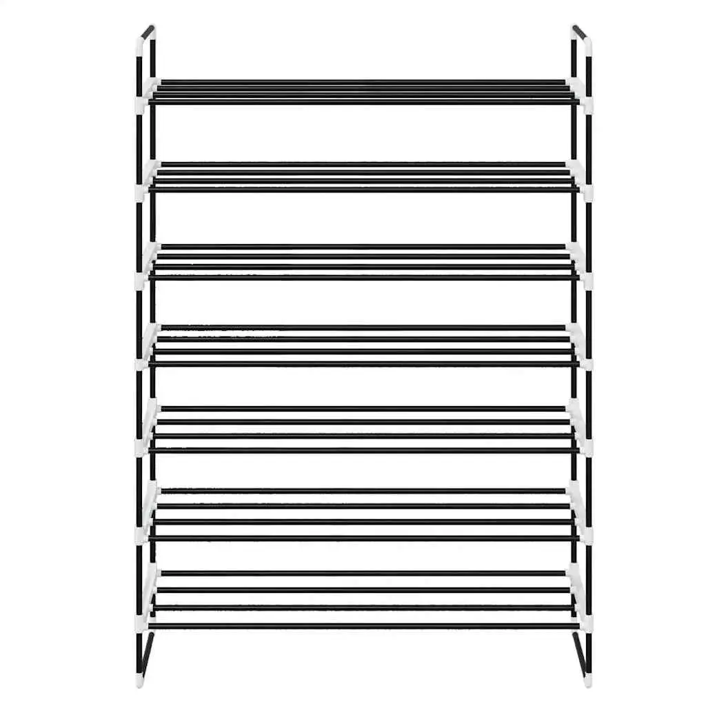 Shoe Rack Organiser 7 Shelves Metal Frame Black Lightweight Sturdy