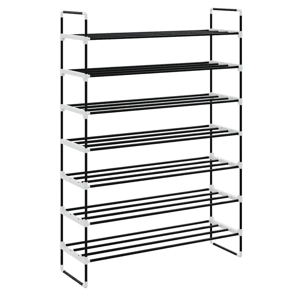 Shoe Rack Organiser 7 Shelves Metal Frame Black Lightweight Sturdy