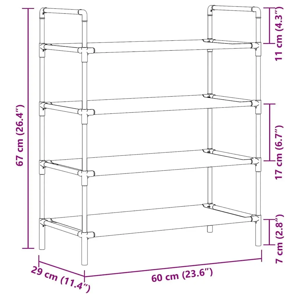 Shoe Rack Organiser 4 Shelf Storage Non-woven Fabric Black