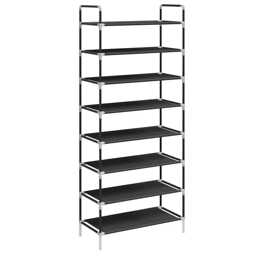Shoe Rack Storage Organiser 8 Shelves Metal Frame Non-woven Fabric Black