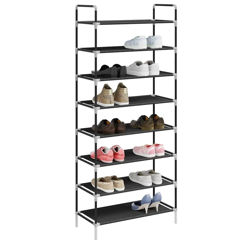 Shoe Rack Storage Organiser 8 Shelves Metal Frame Non-woven Fabric Black