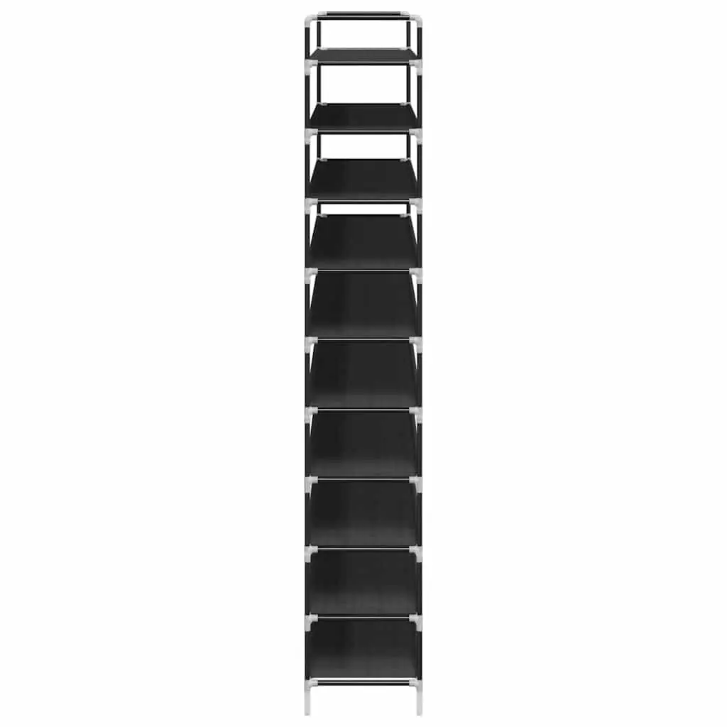 Shoe Storage Rack Black Metal Frame 10 Shelf Non-woven Fabric Organiser