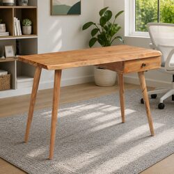 Solid Acacia Wood Writing Desk Rustic Live Edge Computer Table Home Office