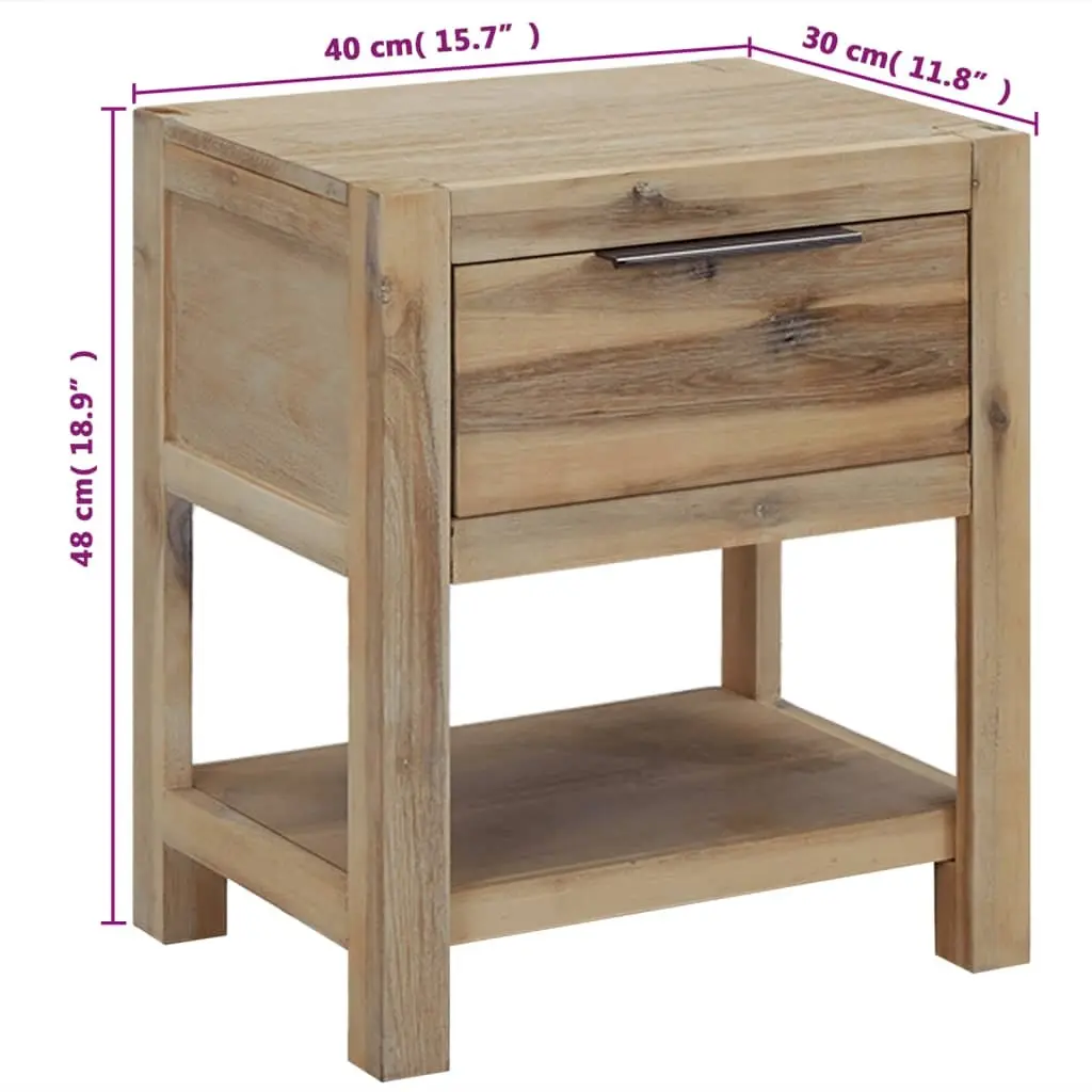 Bedside Table Nightstand with Drawer Solid Wood Brown 40x30x48 cm