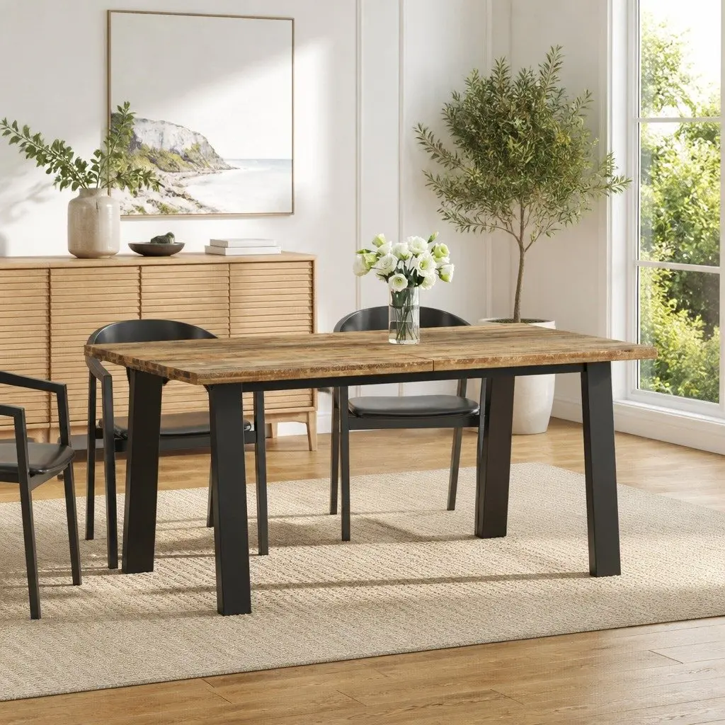 Dining Table Solid Acacia Wood 170x90x75 cm Industrial Style Brown