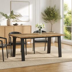 Dining Table Solid Acacia Wood 170x90x75 cm Industrial Style Brown