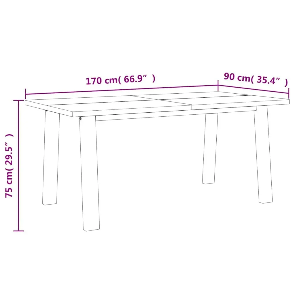 Dining Table Solid Acacia Wood 170x90x75 cm Industrial Style Brown