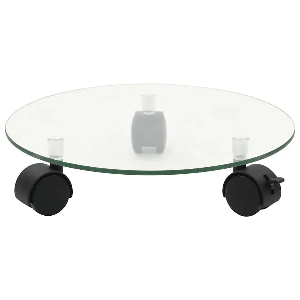 Plant Rollers 2 pcs 28 cm Round Tempered Glass 360 Degree Rotatable Lockable Transparent