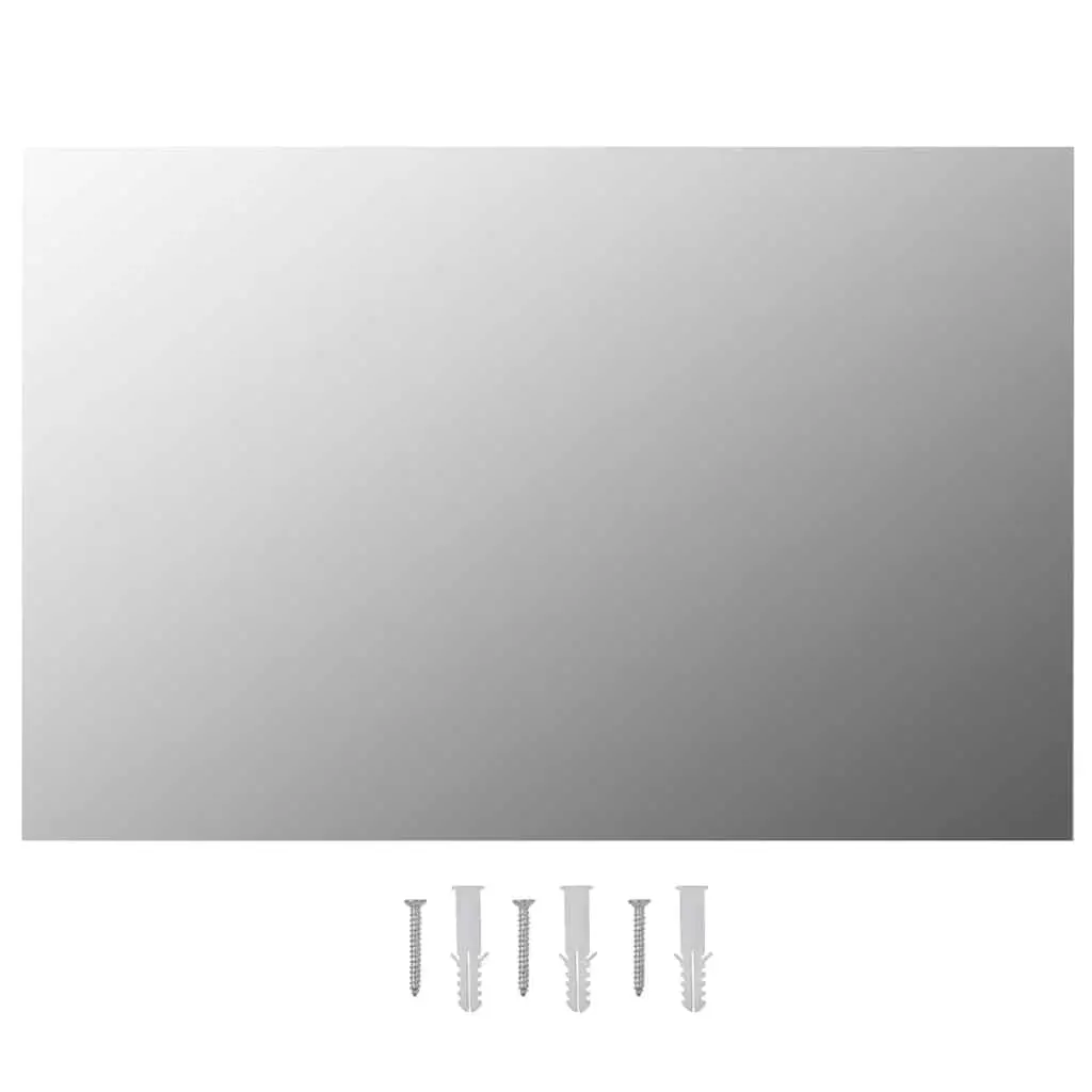 Silver Glass Wall Mirror 60x40cm Rectangular for Bedroom Living Room Home Decor