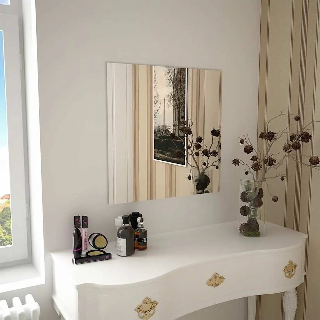 Square Wall Mirror 60x60 cm Silver Glass Home Bedroom Living Room Dressing Decor