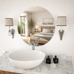 Versatile 60cm Round Wall Mirror with Polished Edge