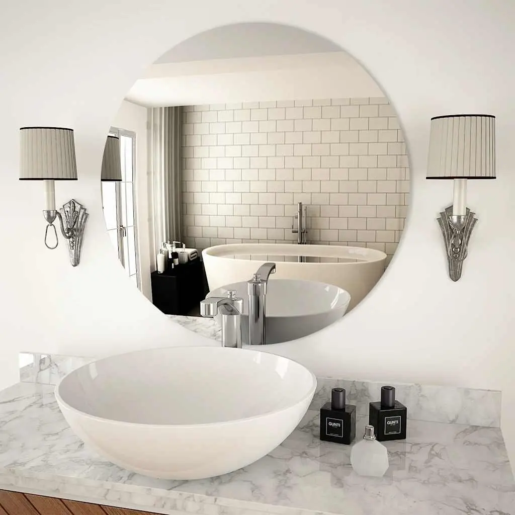 Round Wall Mirror 70cm Silver Home Decor