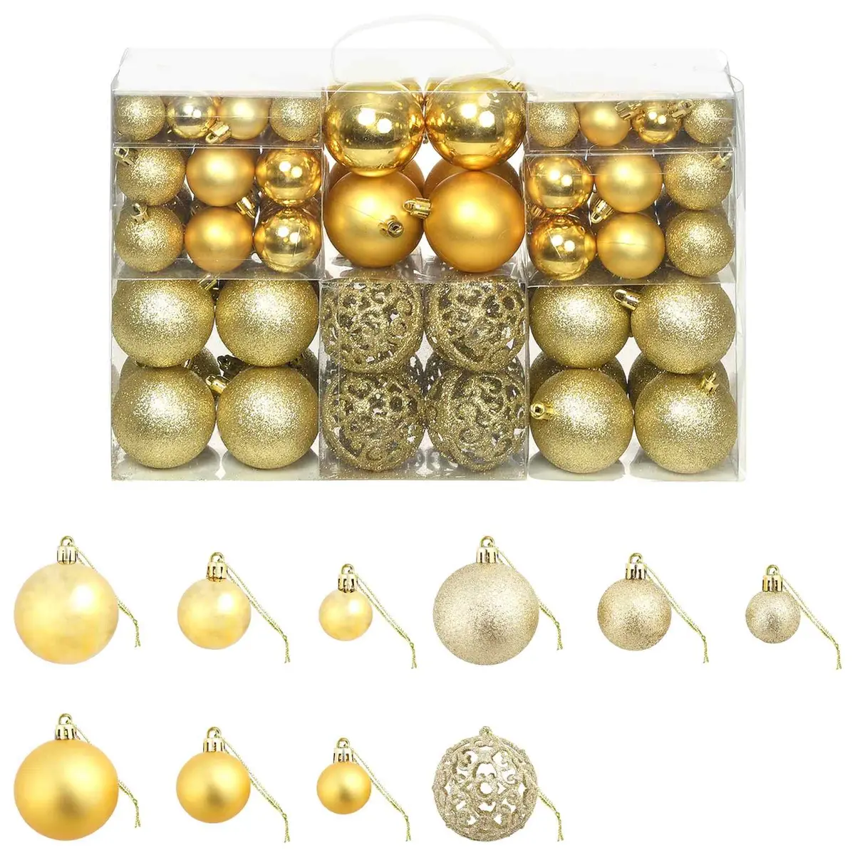 Christmas Ball Ornament Set Shatterproof Decoration 3cm 4cm 6cm Gold