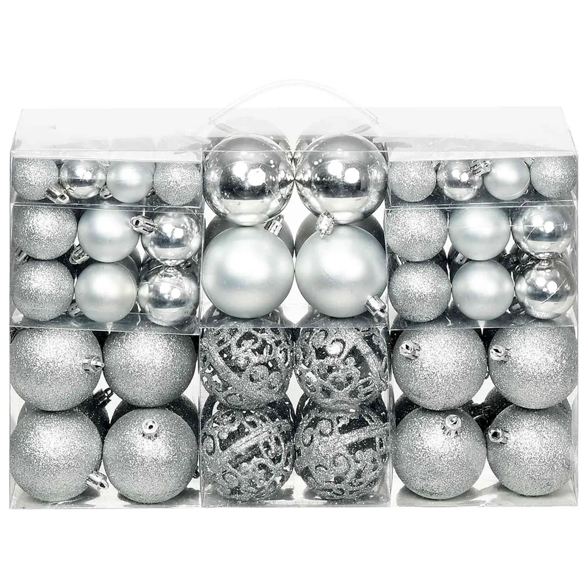 Christmas Ball Ornament Set 100 Piece 3cm 4cm 6cm Silver