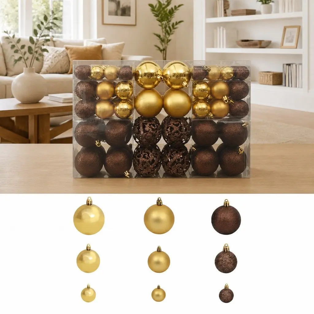 Christmas Ball Ornaments Set 100 Piece 3cm 4cm 6cm Multicolour Shatterproof