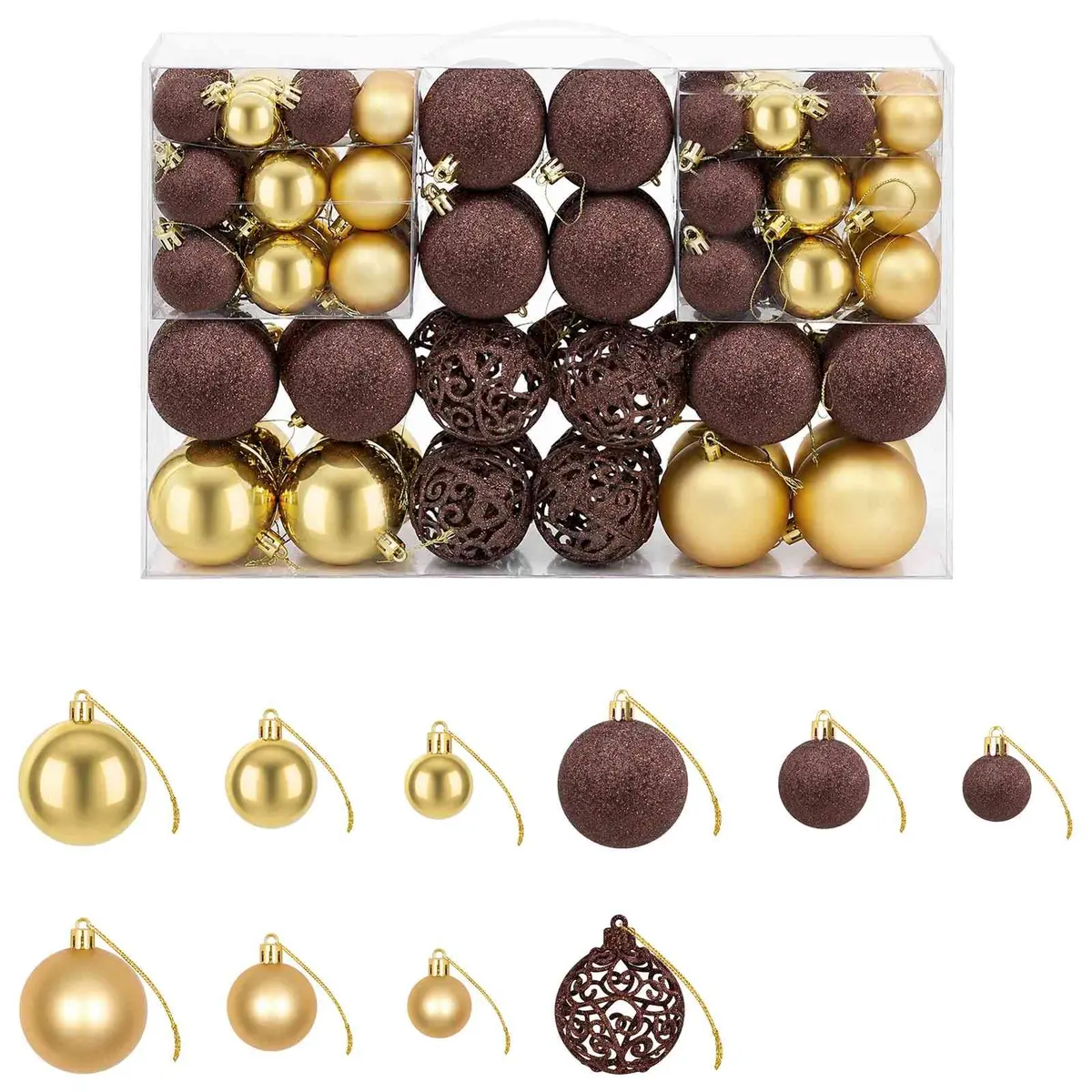 Christmas Ball Ornaments Set 100 Piece 3cm 4cm 6cm Multicolour Shatterproof
