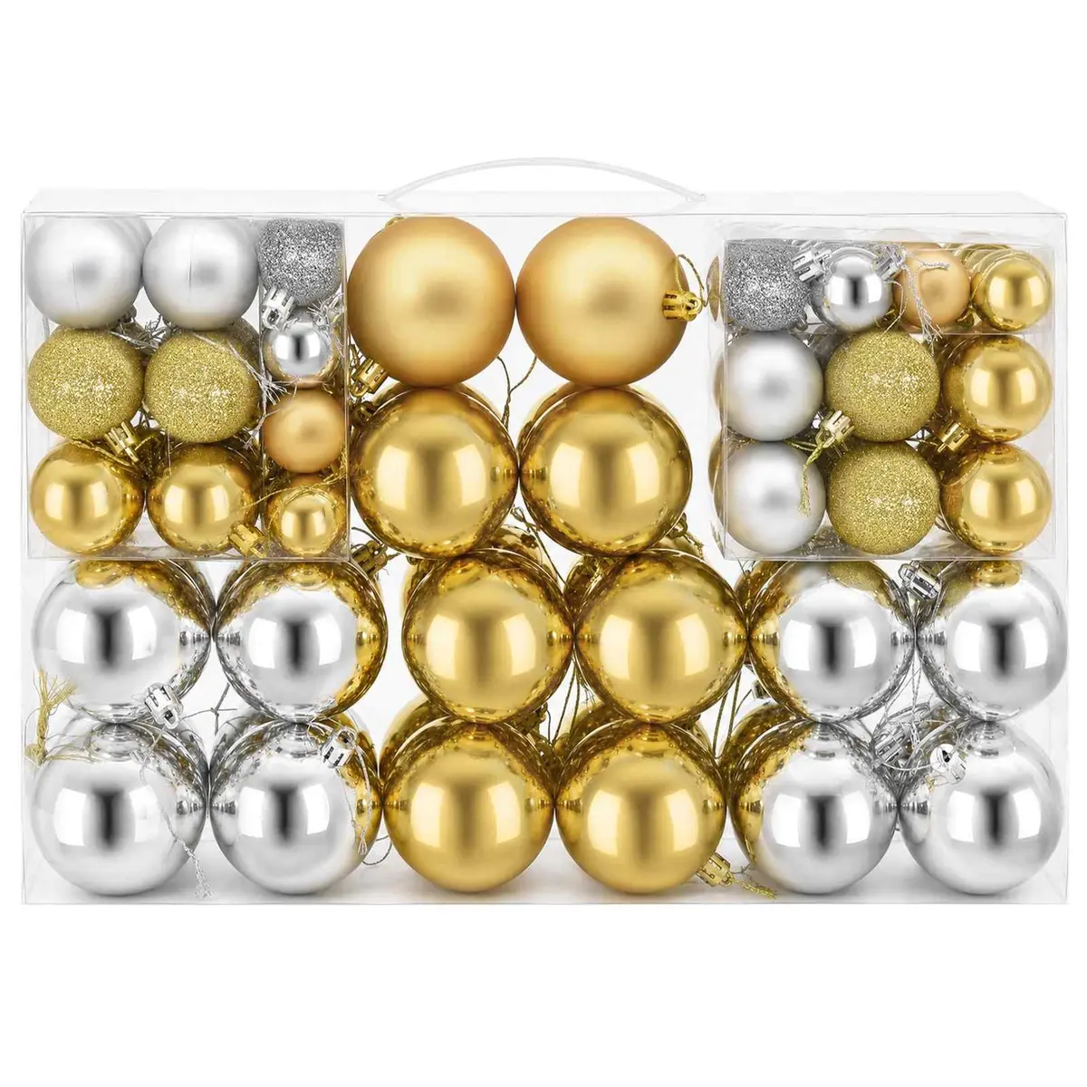 Christmas Balls Ornaments Shatterproof Decorations 100 Piece Silver Gold