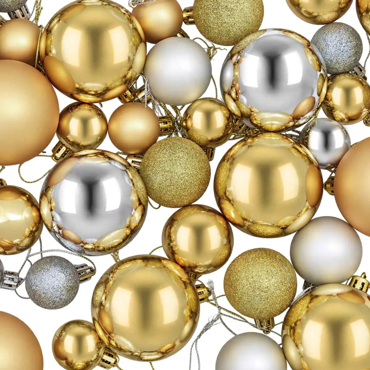 Christmas Balls Ornaments Shatterproof Decorations 100 Piece Silver Gold