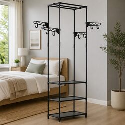 Reliable Black Clothes Rack with Ample Storage Options