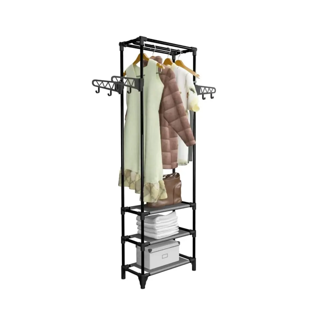 Clothes Rack Garment Storage 55 x 28.5 x 175 cm Black Steel Frame Non-Woven Fabric Shelves