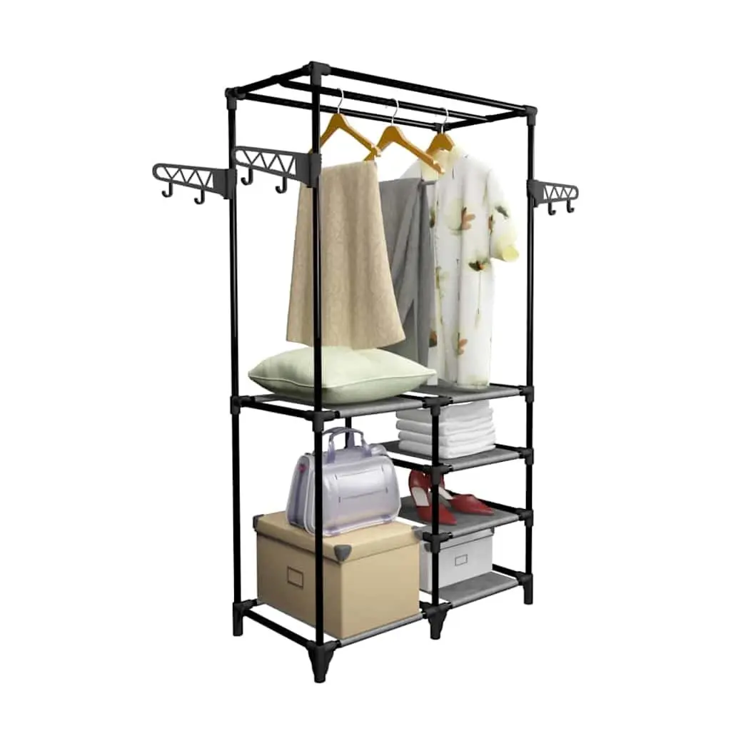 Clothes Rack Garment Storage 87 x 44 x 158 cm Black Steel Frame Non-woven Fabric Shelves