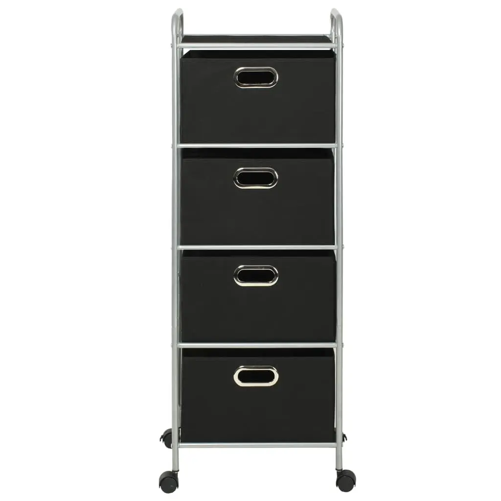 Shelving Unit Storage Organiser 4 Shelves Black Steel Frame with 3 Non-woven Fabric Boxes