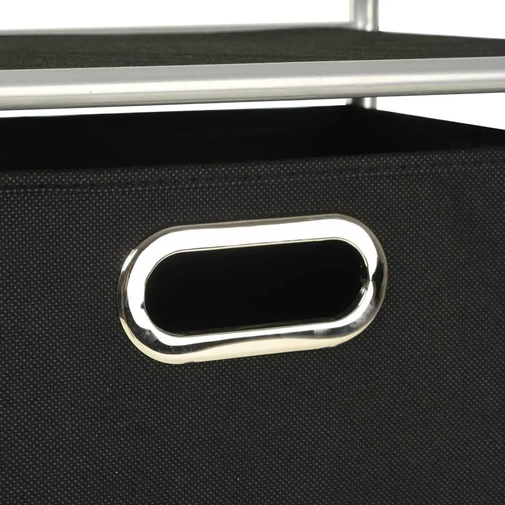 Shelving Unit Storage Organiser 4 Shelves Black Steel Frame with 3 Non-woven Fabric Boxes