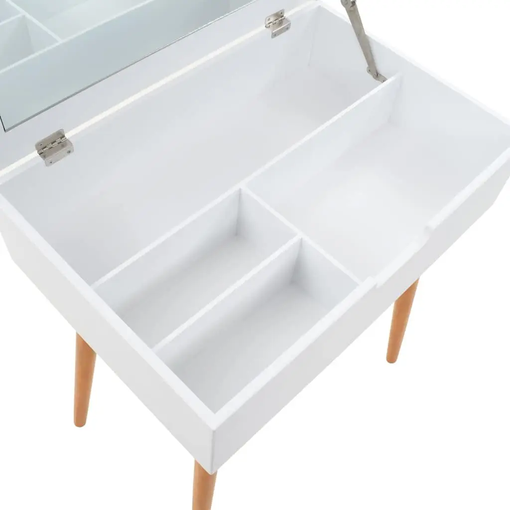 Dressing Table with Mirror Makeup Storage White MDF 60W x 40D x 75H cm