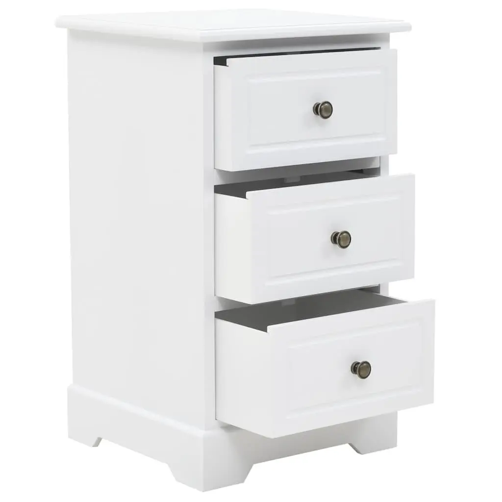 White Bedside Cabinet with 3 Drawers Storage Nightstand Bedroom Furniture