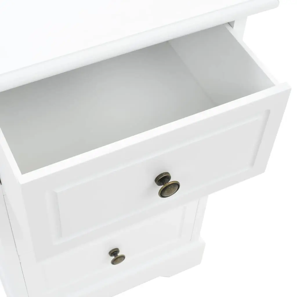 White Bedside Cabinet with 3 Drawers Storage Nightstand Bedroom Furniture