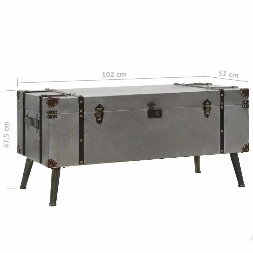 Coffee Table Trunk Design Storage MDF Aluminium Silver Accent Living Room