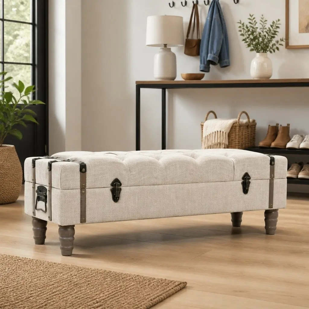 Storage Bench with Vintage Charm