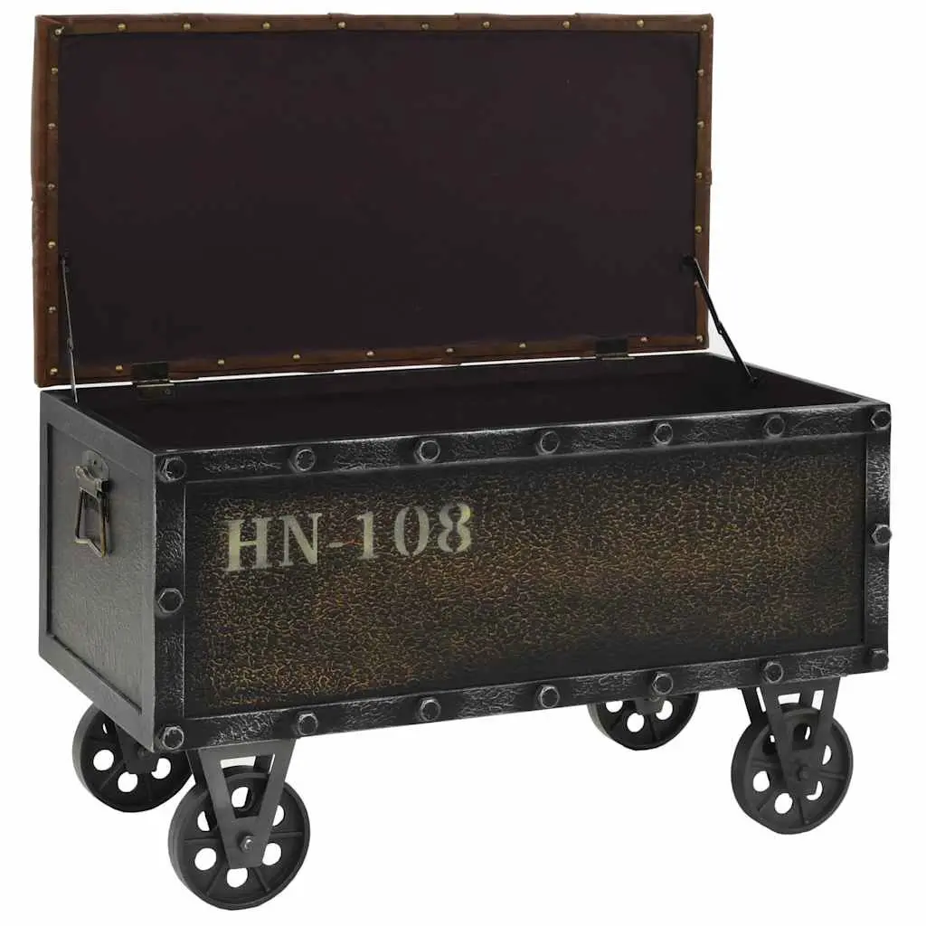 Storage Bench Internal Storage 80.5x41x50cm Brown Solid Wood Artificial Leather Tufted Cushion Wheels