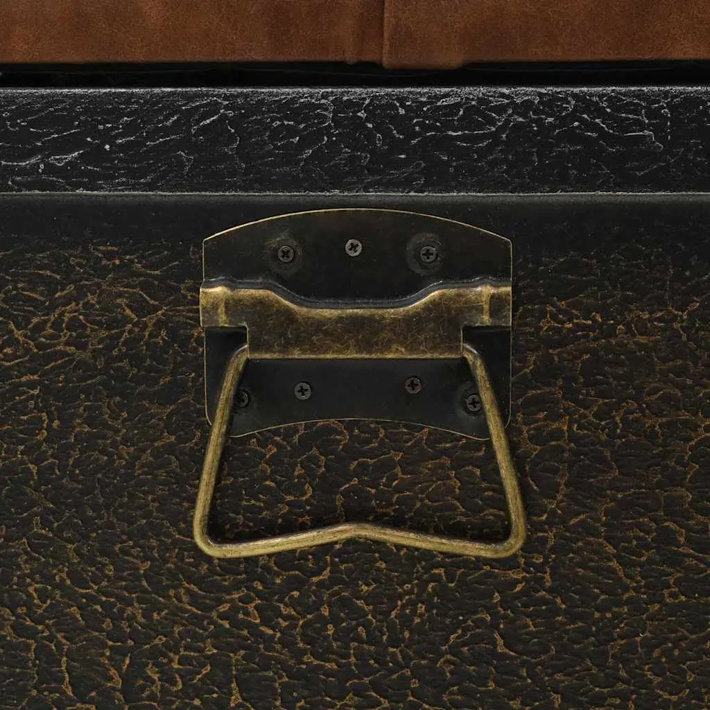 Storage Bench Internal Storage 80.5x41x50cm Brown Solid Wood Artificial Leather Tufted Cushion Wheels