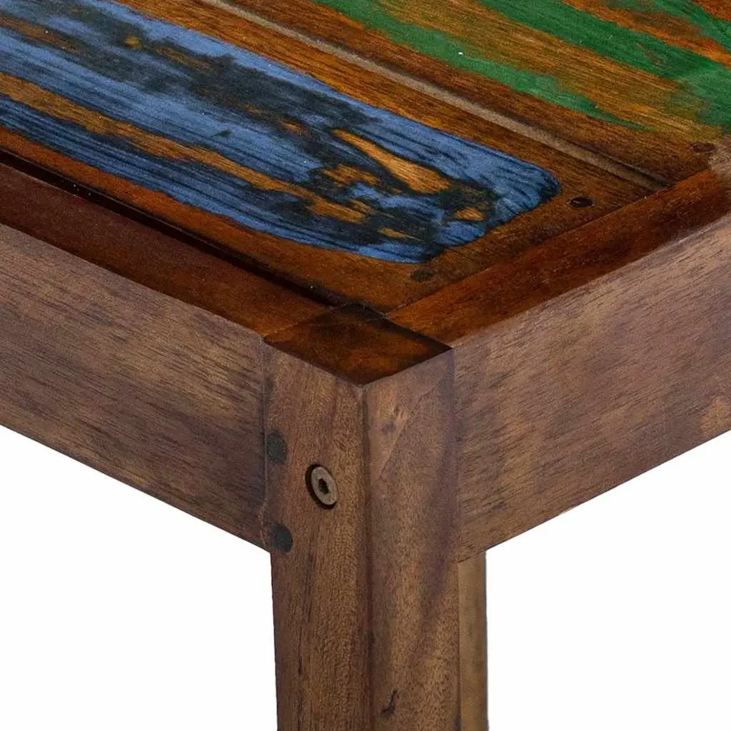 Bar Stools Vintage Kitchen Dining Chair Set 2 Piece Solid Reclaimed Wood Multicolour