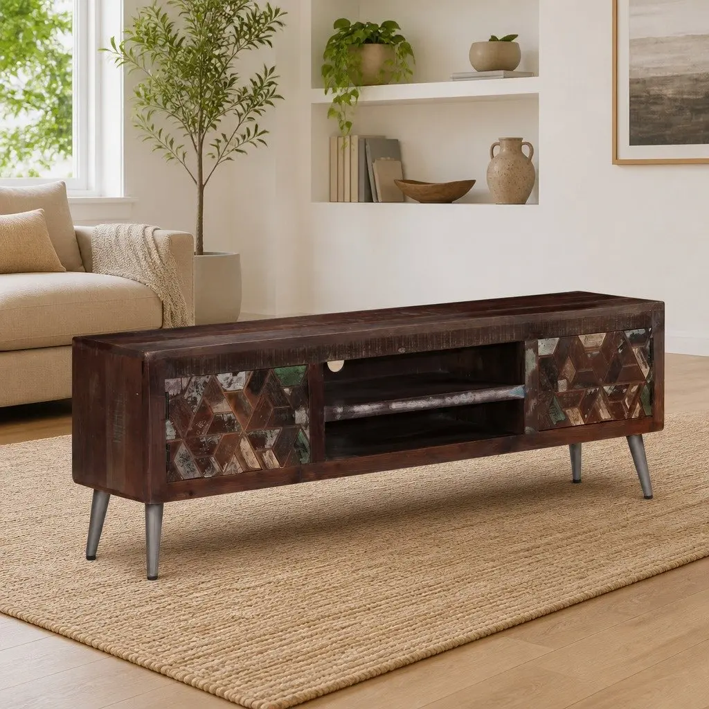 Brown Solid Wood TV Cabinet for Easy Storage
