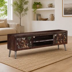 Reliable Brown Solid Wood TV Cabinet for Easy Storage