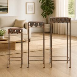 Charming 3-Piece Metal Plant Stand Set