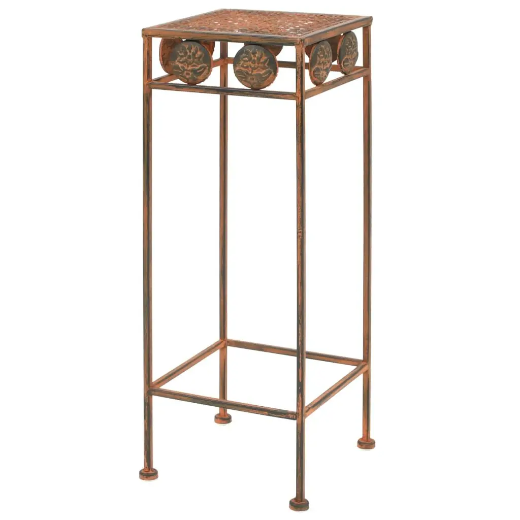 Plant Stand Set 3 Pieces Antique Look Metal Decorative Home Garden Brown