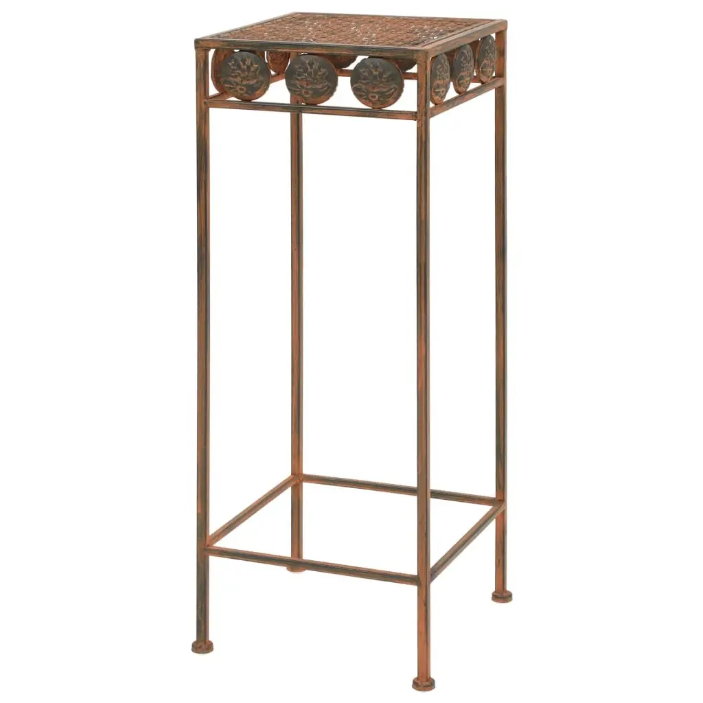 Plant Stand Set 3 Pieces Antique Look Metal Decorative Home Garden Brown